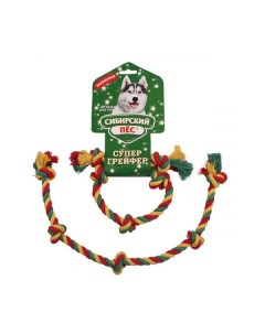 Грейфер игрушка для перетягивания для собак цветная верёвка 5 узлов 42 см Сибирский пес