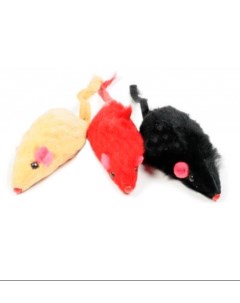 Мягкая игрушка для кошек Мышь натуральный мех разноцветный 7 5 см 3 шт Триол