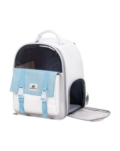 Рюкзак переноска для кошек и собак 32 х 40 х 24 см голубой светло серый Bentfores