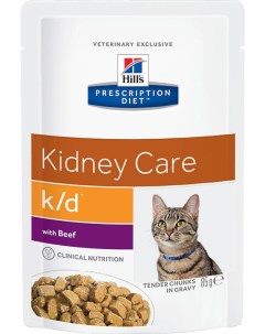 Влажный корм для кошек Prescription Diet k d Kidney Care с говядиной 12 шт по 85г Hill`s
