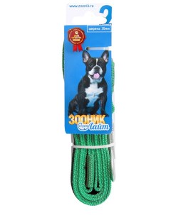Поводок для собак Лайт капроновый с латексной нитью зеленый 2м 20мм Зооник
