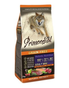 Сухой корм для собак Grain Free Adult Mini форель утка 2кг Primordial