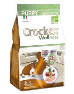 Сухой корм для собак Wellness Adult Medio Maxi курица рис 3кг Crockex