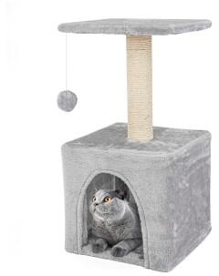 Домик когтеточка для кошки 35х35х62 см серый Pet бмф