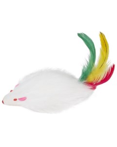 Погремушка для кошек Мышь натуральный мех перья разноцветный 6 5 см Триол