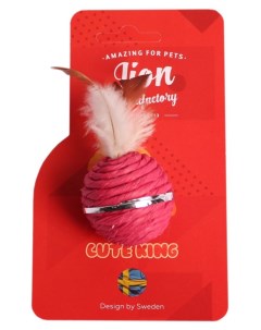 Дразнилка для кошек Шарик перья бумага розовый 5 см Lion