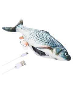Игрушка интерактивная рыбка с аккумулятором Плотва для кошек 28 х11 см Perseiline