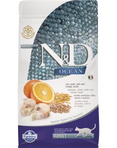 Сухой корм для кошек N D Ocean Adult треска овес спельта апельсин 0 3кг Farmina