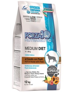 Сухой корм для собак MEDIUM DIET монобелковый для средних пород конина 12кг Forza10