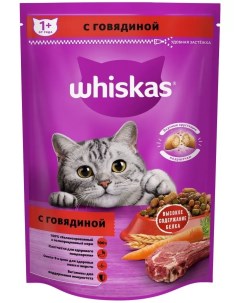 Сухой корм для кошек взрослым c говядиной с нежным паштетом 0 35 кг Whiskas