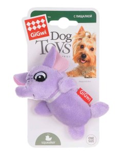 Мягкая игрушка для собак Слон с 2 мя пищалками длина 10 см Gigwi