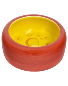 Одинарная миска для кошек и собак керамика желтый красный 0 25 л Триол