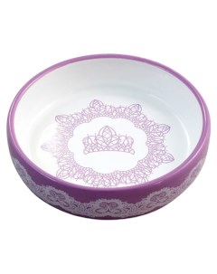 Одинарная миска для кошек и собак керамика фиолетовый белый 0 2 л Триол