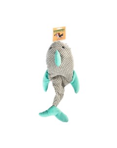 Игрушка пищалка мягкая игрушка для собак акула серый зеленый 40 см Homepet