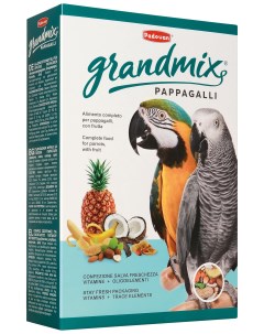 Сухой корм для крупных попугаев GRANDMIX PAPPAGALLI 2 по 600 г Padovan