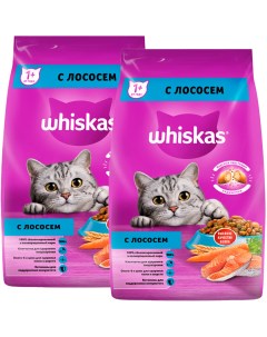 Сухой корм для кошек взрослым c лососем с нежным паштетом 2 шт по 1 9 кг Whiskas