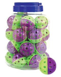Мяч погремушка для кошек зеленый фиолетовый 4 см 25 шт Триол