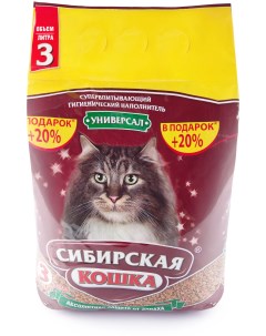 Впитывающий наполнитель Универсал бентонитовый 3 л Сибирская кошка