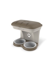 Настенная двойная миска для собак пластик коричневый 1 6 л Bama pet