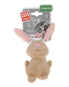 Мягкая игрушка для собак Кролик с пищалкой длина 16 см Gigwi