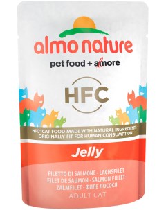 Влажный корм для кошек HFC Jelly лосось 24шт по 55г Almo nature