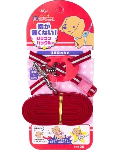 Шлейка для собак XS бархат нейлон хлопок красный Japan premium pet