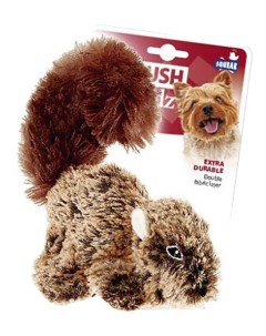 Мягкая игрушка для собак Белка с пищалкой коричневый длина 16 см Gigwi