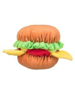 Игрушка пищалка мягкая игрушка для собак Бургер бежевый зеленый 13 см Trixie