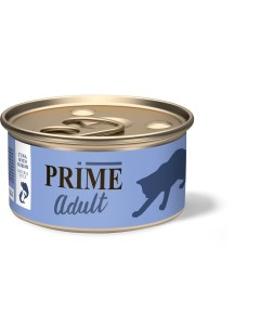 Консервы для кошек Adult тунец с сурими в собственном соку 24шт по 70г Prime
