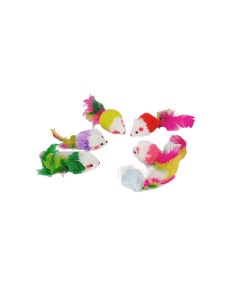 Игрушка для кошек Мыши разноцветные набор 6 шт Dogman