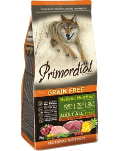 Сухой корм для собак Grain Free Adult All индейка оленина 2кг Primordial