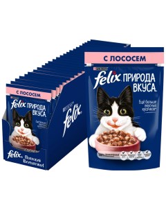 Влажный корм для кошек Природа вкуса с лососем в соусе 26 шт по 75 г Felix