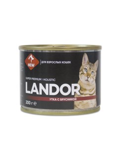 Консервы для кошек утка с брусникой 6шт по 200г Landor