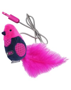 Дразнилка игрушка пищалка для кошек перья плюш розовый синий 19 см Joyser