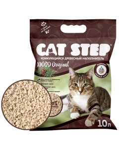 Комкующийся наполнитель Wood Original древесный 10 л Cat step