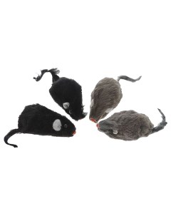 Мягкая игрушка для кошек Мышь натуральный мех серый 5 см 4 шт Триол