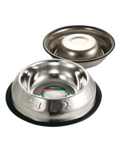 Одинарная миска для собак с рисунком резина сталь серебристый 0 2 л Триол