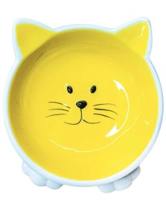 Миска для кошек Mr Kranch керамическая Мордочка кошки на ножках 100 мл желтая Mr.kranch
