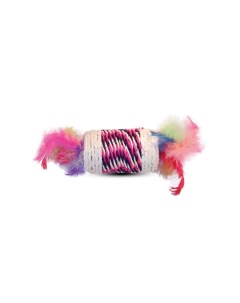 Дразнилка для кошек Цилиндр пластик сизаль перья разноцветный 11 см Триол