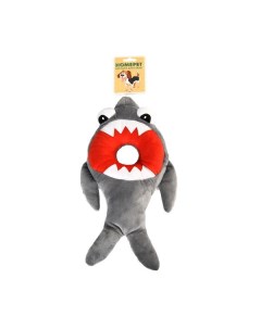 Игрушка пищалка мягкая игрушка для собак акула серый красный 37 5 см Homepet