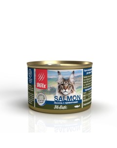 Консервы для кошек Holistic суфле с лососем и креветками 24шт по 200г Blitz