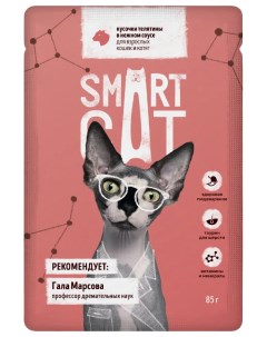 Влажный корм для кошек и котят телятина 54шт по 85г Smart cat