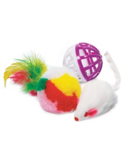 Набор игрушек для кошек мяч мышь шар разноцветный 4 5 см 3 шт Триол