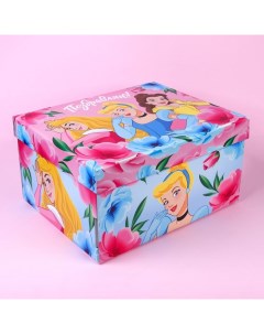 Коробка подарочная складная с крышкой Поздравляю 31х25 5х16 Принцессы Disney