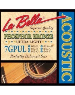 7gpul струны для акустической гитары фосф бронза Ultra Light 9 48 La bella