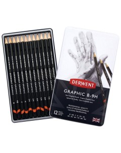 Набор чернографитных карандашей Graphic Hard 12 штук Derwent