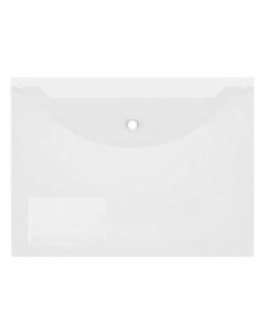 Папка конверт на кнопке А4 150мкм пластик с карманом прозрачная 10шт Informat