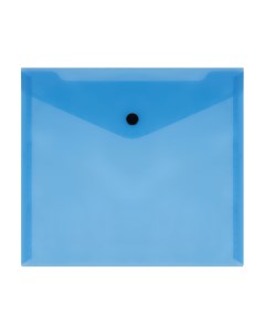 Папка конверт на кнопке А5 190x240мм 150мкм прозрачная синяя ММ 32277 Стамм