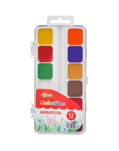 Краски акварельные ColorPics набор 12 цв б кисти пластик №1 school