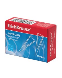 Скрепки ERICH KRAUSE 25 мм металлические треугольные 100 штук в картонной коробке Erich krause